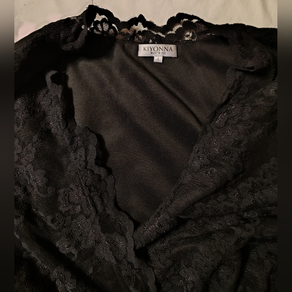 Kiyonna Plus Size Maria Onyx Black Lace Evening Gown Size 4X - Picture 6 of 12